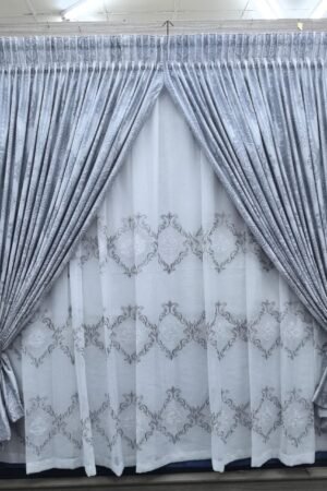 Tuscany Woven Curtain(60% Blockout) – Double Tape – 1898 Embroidered Linen Voile