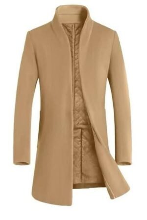 Tanming Mens Trench Coat Notched Lapel Single Breasted Long Peacoat Overcoat