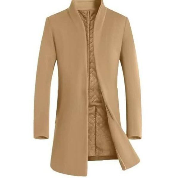 Tanming Mens Trench Coat Notched Lapel Single Breasted Long Peacoat Overcoat